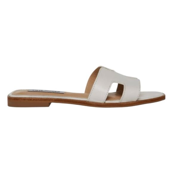 Steve Madden Hayden Sandals White Leather Flats 8.5 - Picture 2 of 9